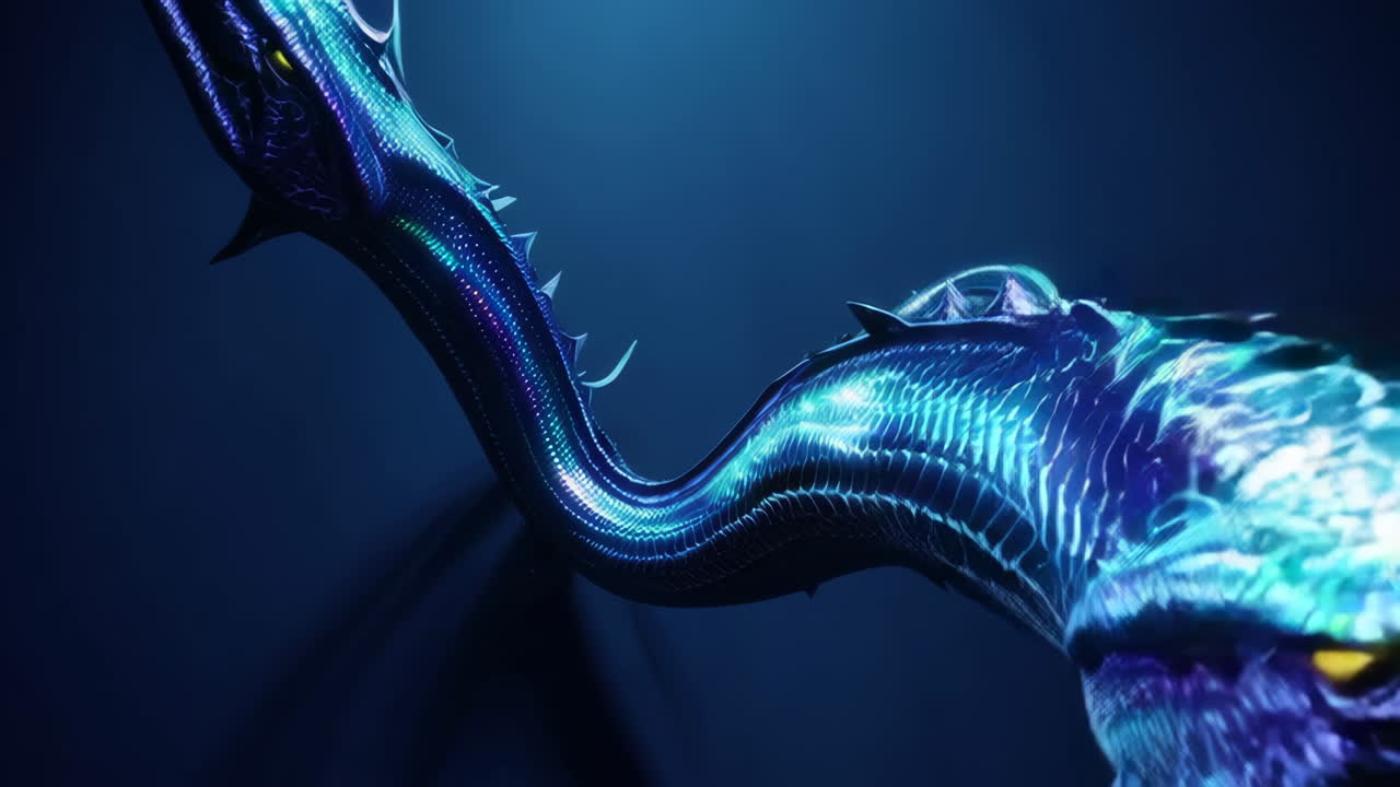 Glowing Blue Dragon Digital Art