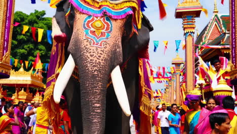 decorated elephant in a traditional parade or festival