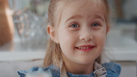 portrait adorable little girl smiling with looking happy child with innocent playful expression 4k footage