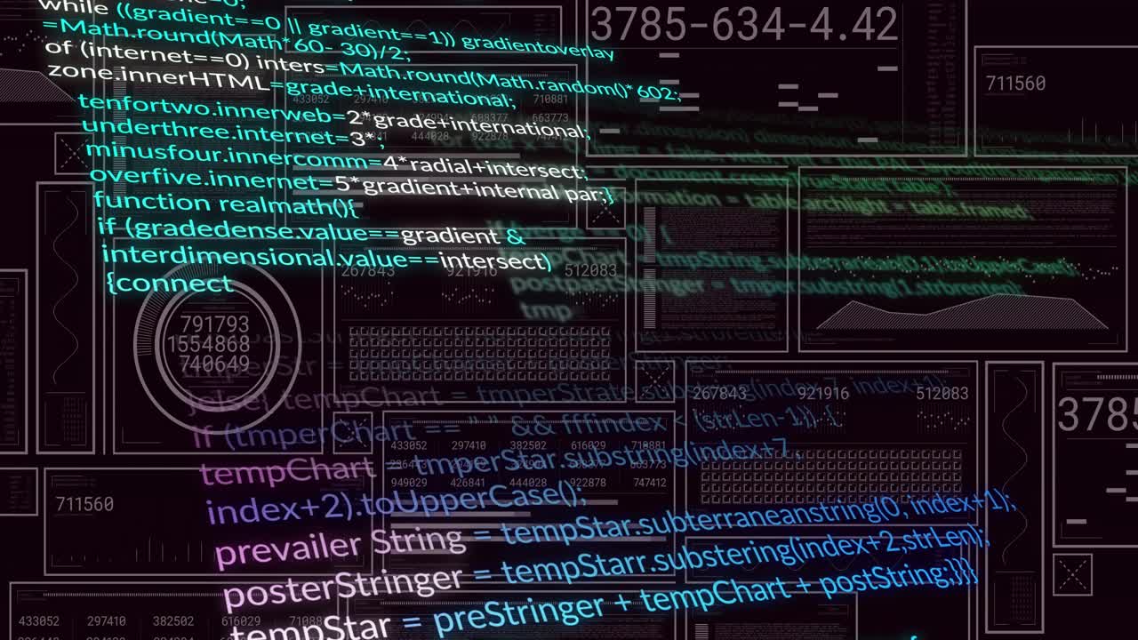 if-statement appearing on UI initiating fading code lines and gauge updating visualizing metrics