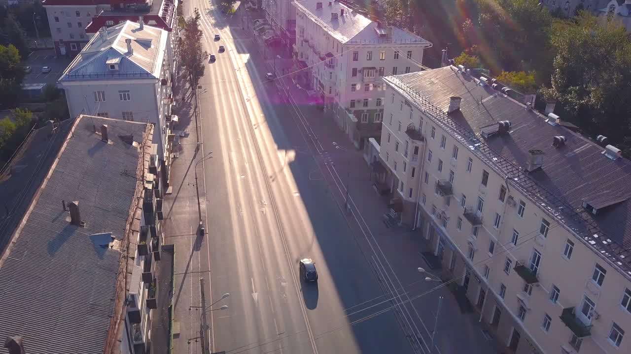 도시 거리의 공중 풍경