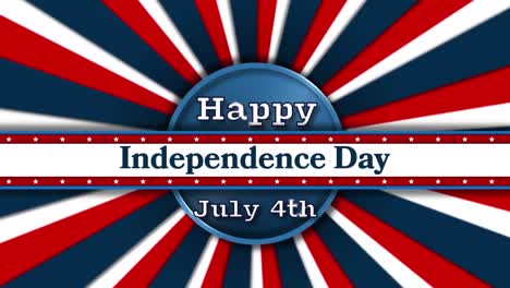 confetti falling on happy independence day text banner over american flag design radial background