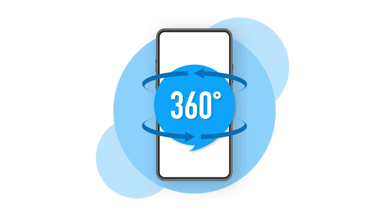 360 degrees view sign icon on white background. Motion graphics.