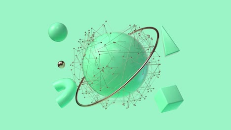 green geometric shape 3d rendering abstract motion