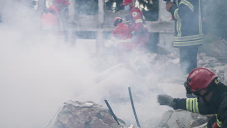 Rescue Workers at a Building Collapse