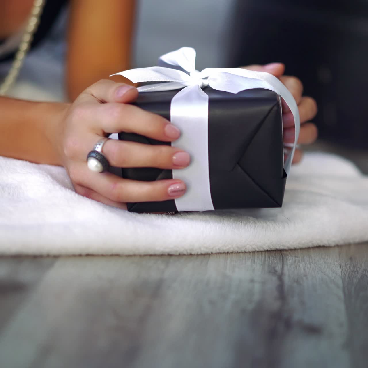 Sexy slim brunette woman posing on floor