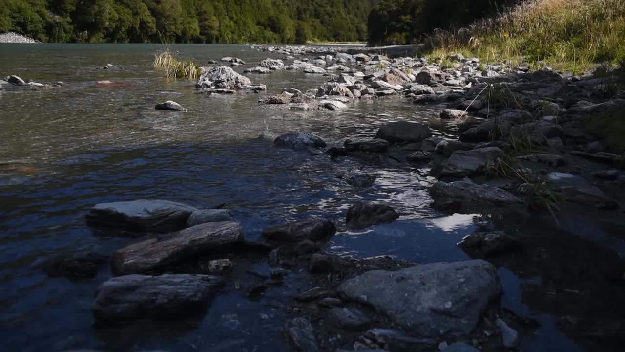 Panoramica verticale di un fiume