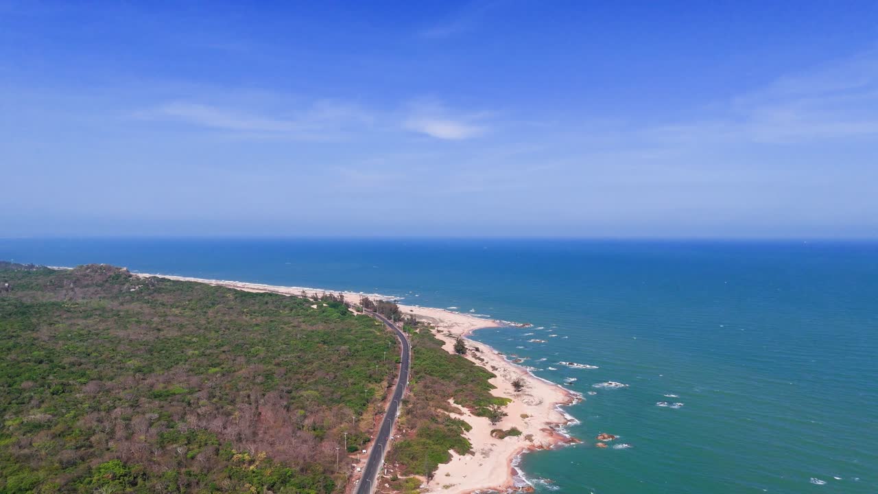 Aerial View Dolly of the Windy Coast near Vung Tau.
