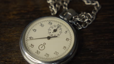 stopwatch on the brown wooden table
