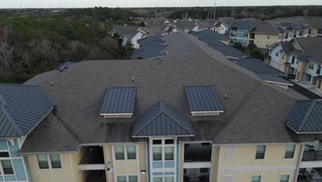 steel roofing gables in a large apartment complex