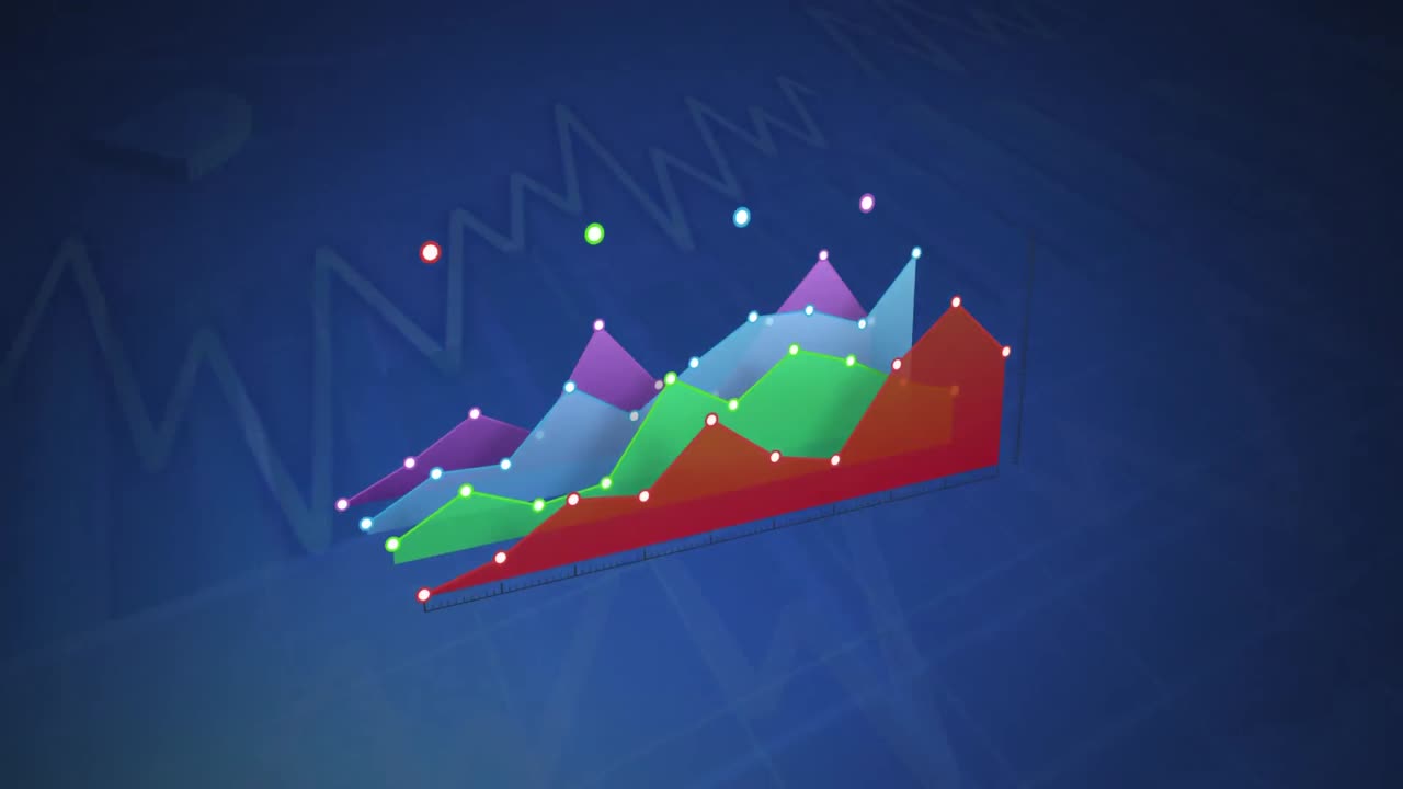 Colourful graph displayed on a blue background
