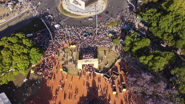 People Leaving World Cup Fun Festival In Buenos Aires City