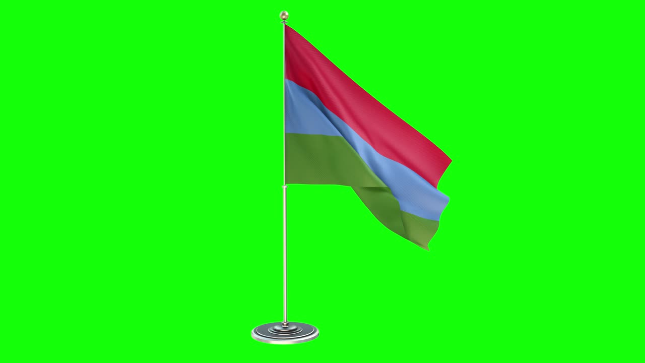 카리아 (karelia) - 크로마 키가 있는 기둥 위에 흔들리는 발의 3d 일러스트레이션