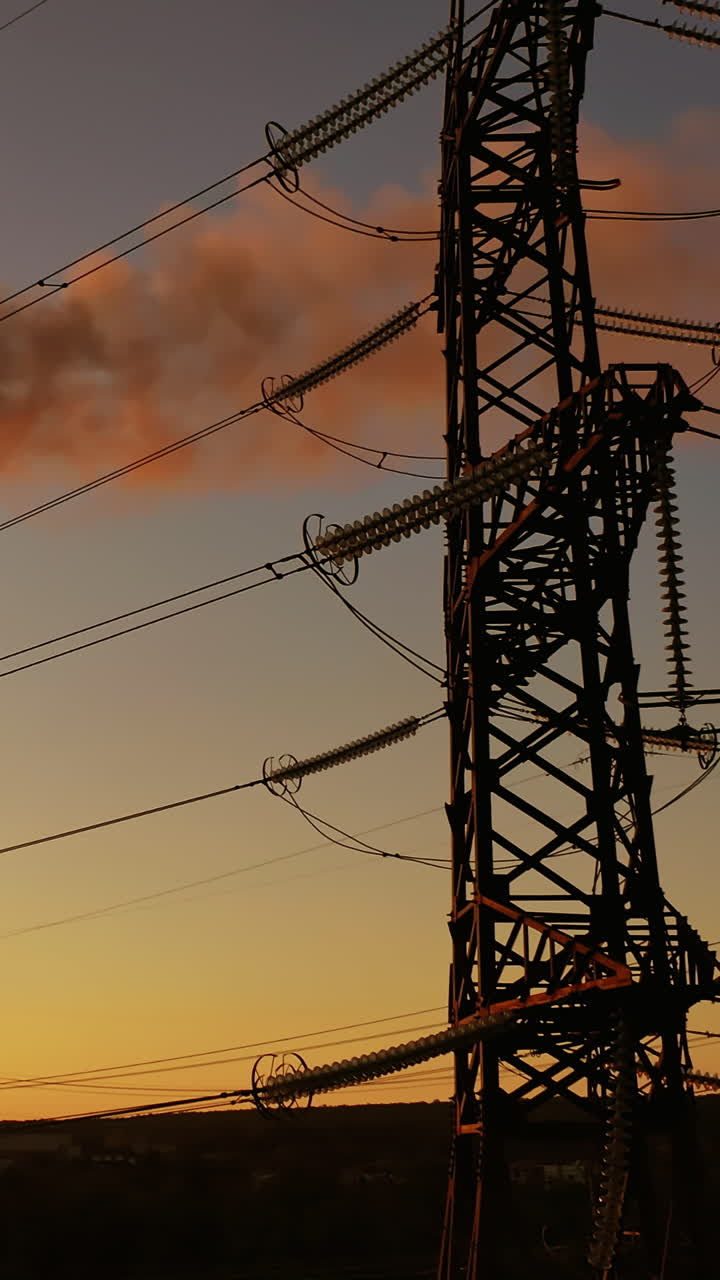 High voltage electric tower line. High voltage electric transmission pylon towers