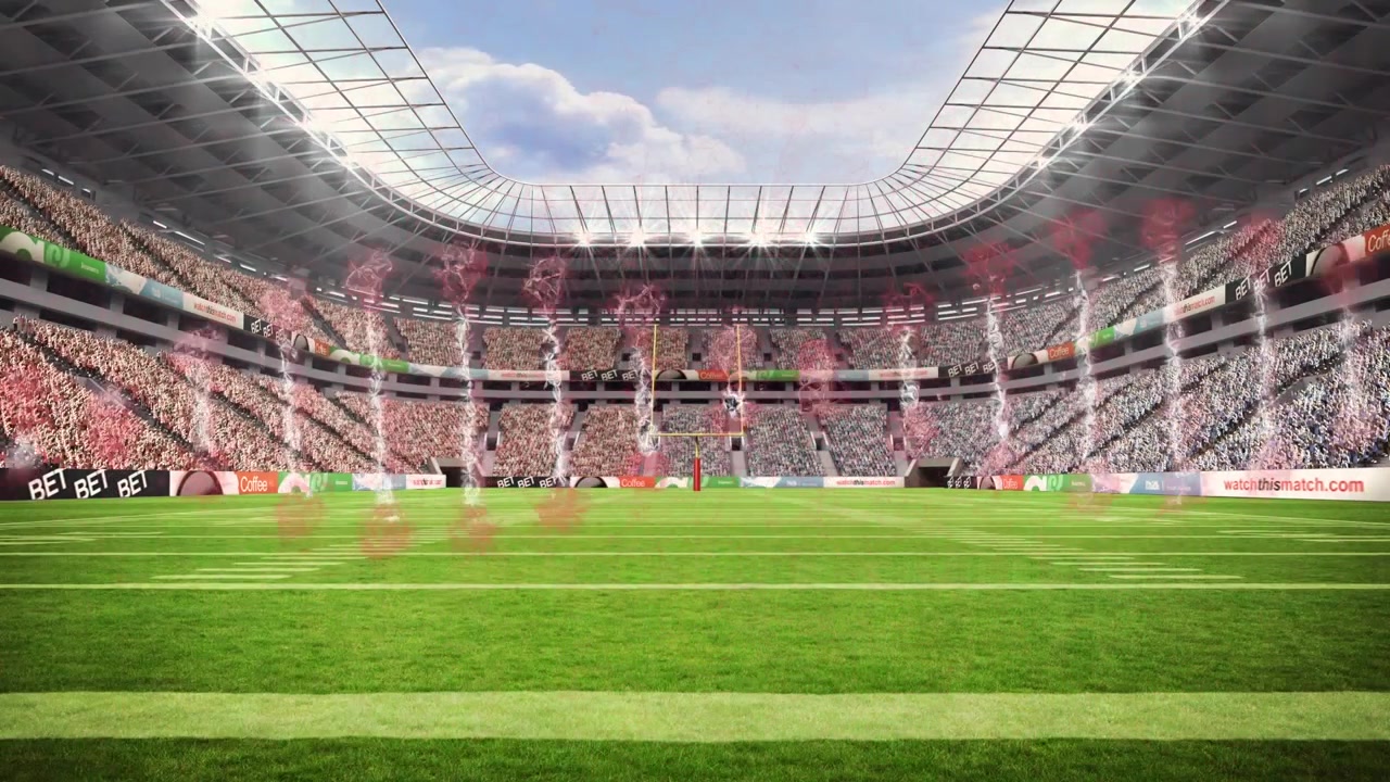 Animazione dell'elaborazione dei dati su uno stadio sportivo.