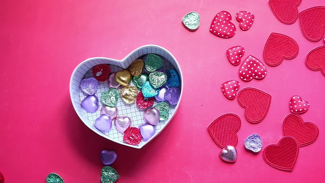 Heart Shaped Box with Chocolates and Decorations