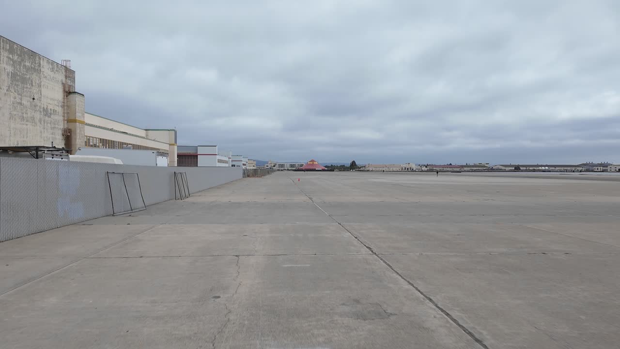Sweeping motion in this hyperlapse shows Alameda Waterfront Park’s blend of weathered buildings and industrial space