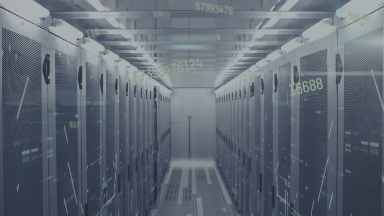 animación de números a través de servidores informáticos.