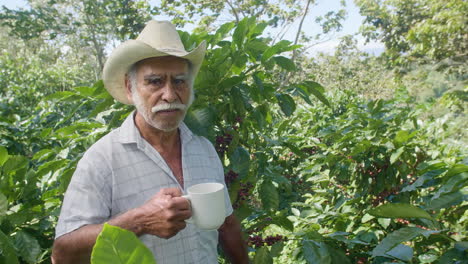 An-elderly-farmer-drinking-a-cup-of-coffee-in-the-middle-of-the-actual-coffee-plantation-field-in-El-Salvador