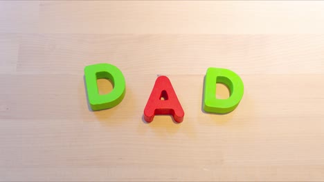 dad text stop motion animation, jumping words for holiday or family concept