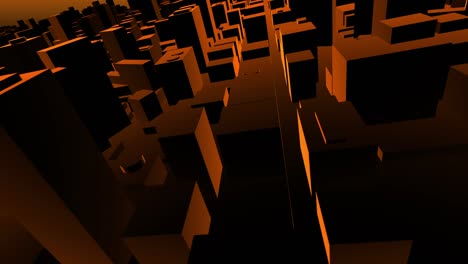 mapa de la ciudad en 3d naranja y negro volar a través