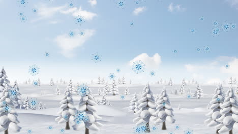 animation of snow falling over winter landscape