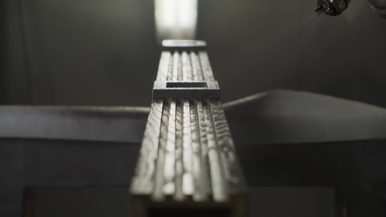 목재 가공의 근접 시각