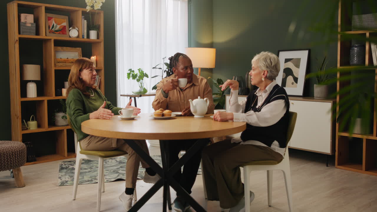Senior Women Having Tea Together