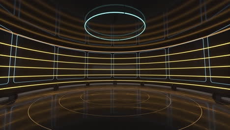 loop rotation of creative round room, empty presentation room, 3d rendering.