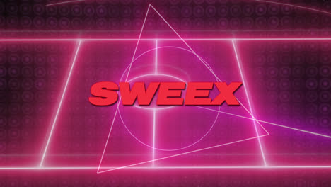 animation of sweet text over moving neon stadium