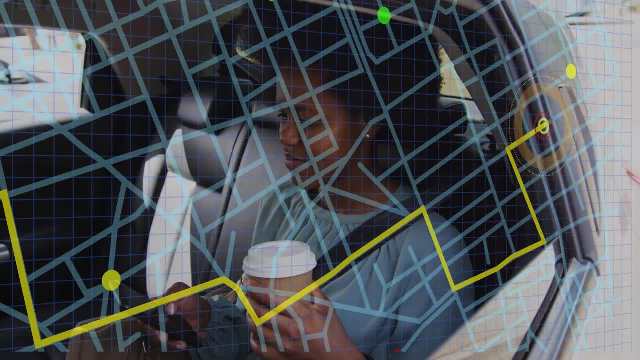 animación de datos de negocios sobre mujeres afroamericanas que usan teléfonos inteligentes