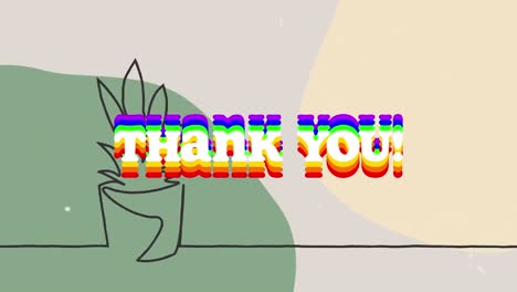 Animation-Des-Dankestextes-über-Der-Pflanze-Auf-Buntem-Hintergrund