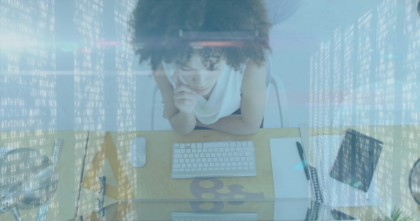 Developer typing then calling and analyzing code, pointing then resuming typing under floating code