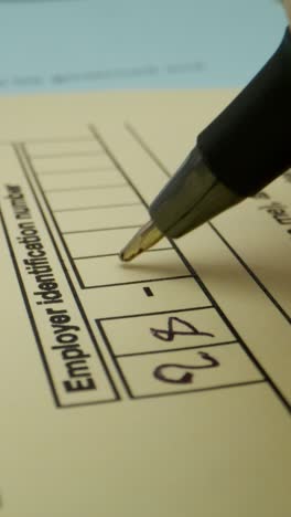 filling out employee identification number form