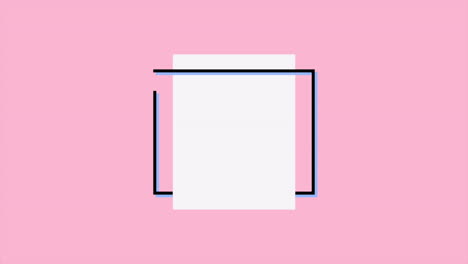 white geometric shapes with frame on pink gradient