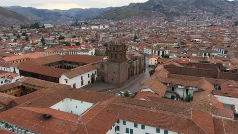 aerial orbit on the temple of the sun in cusco, peru