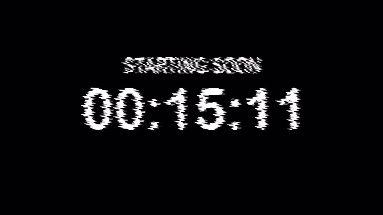 Digital Countdown Timer with Glitch and Static Effects