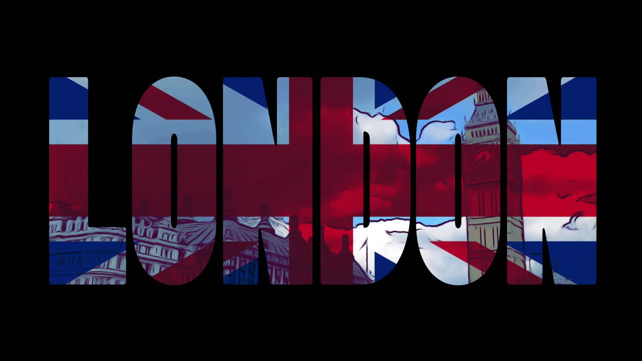 gráfico de londres con big ben y bandera