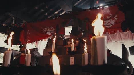 traditional candles at fushimi inari shrine temple complex in kyoto japan