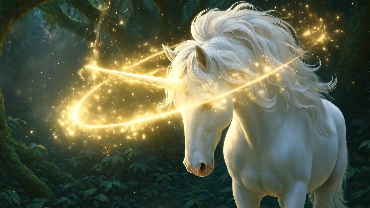 Majestic White Unicorn in an Enchanted Forest
