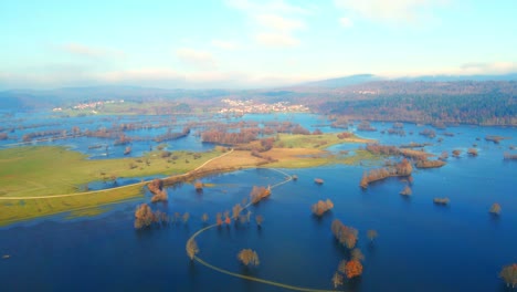 aerial 4k drone footage of a planina plain , slovenia