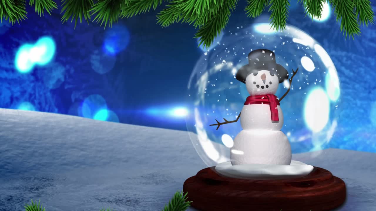 animación del globo de nieve de navidad sobre las manchas