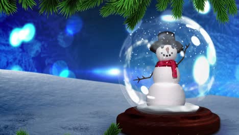 Animation-of-christmas-snow-globe-over-spots