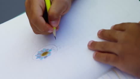 schoolboy drawing pictures in classroom