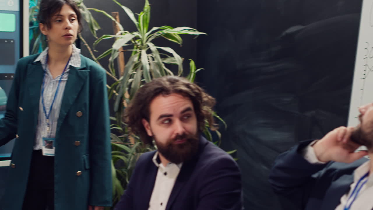 Startup team reviewing the organization position within the market