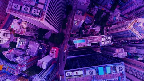 aerial view of skyscrapers at the kuala lumpur city in the 80s style video, neon colors. wide shot 4k shot