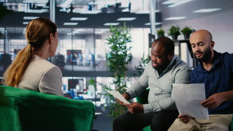 vertical video office meeting highlighting leadership and business planning for new partnership