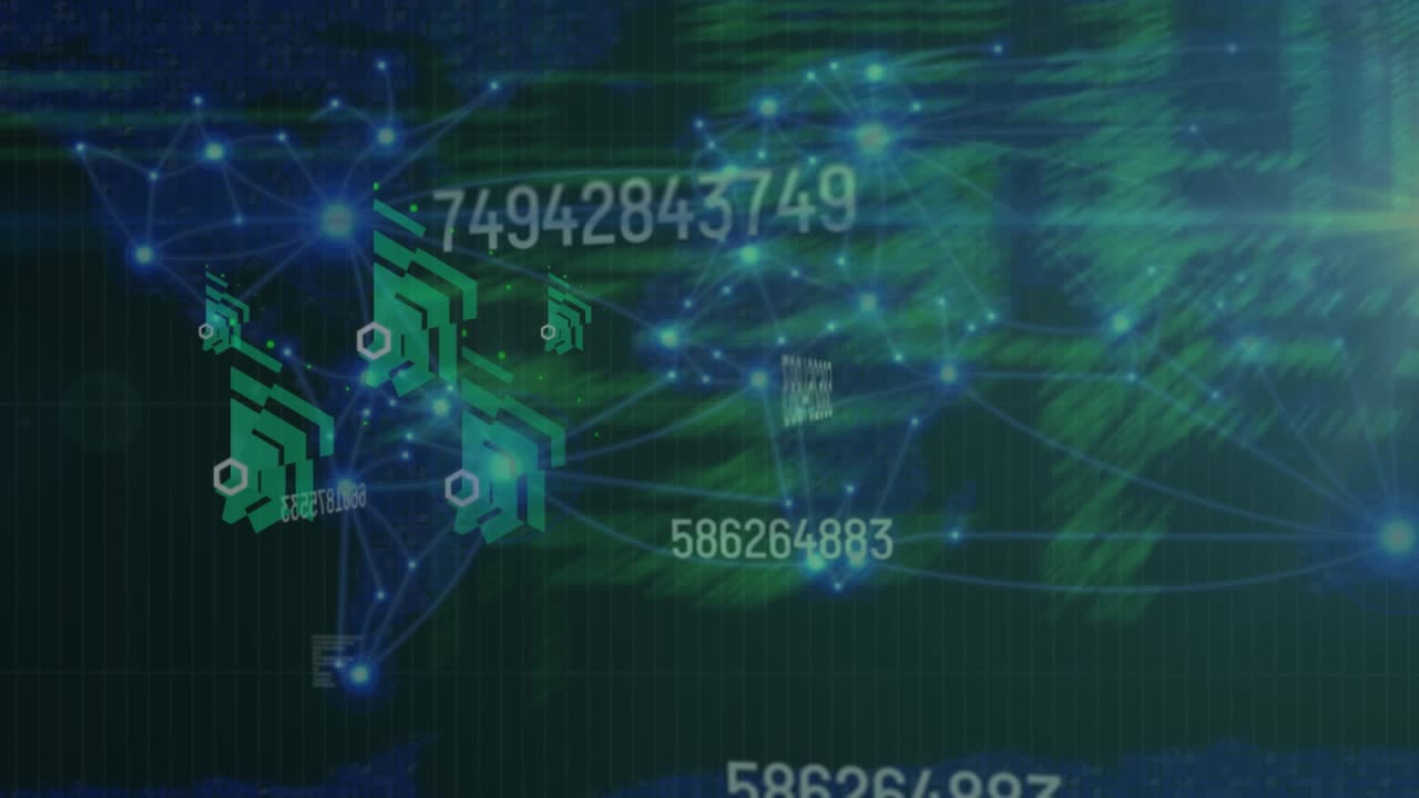 Animation of data processing over world map