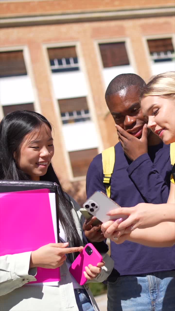 Students on Campus Using Smartphones