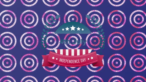 independence day text over stars spinning on multiple circles against blue background